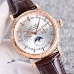 Swiss Grade Copy Patek Philippe Complications Silver Dial Rose Gold Watch
